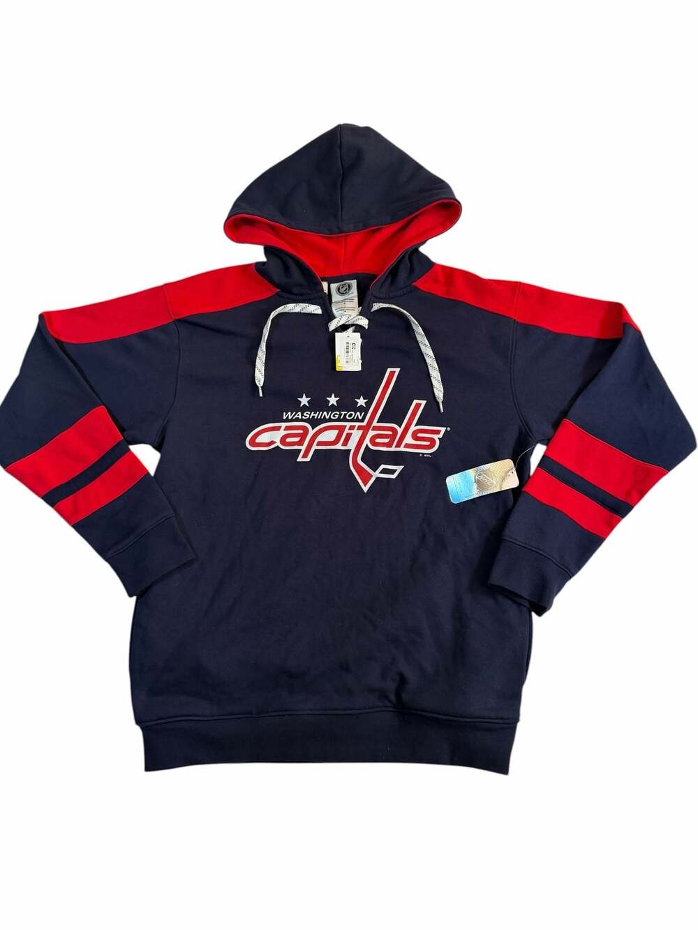 Washington Capitals Hoodie Mens M Navy Red NHL Pullover Hockey Sweatshirt NWT